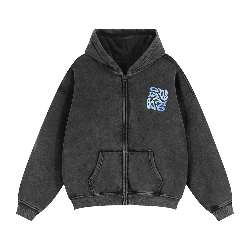 OWG-Zip Through Boxy Fleece Hoodie