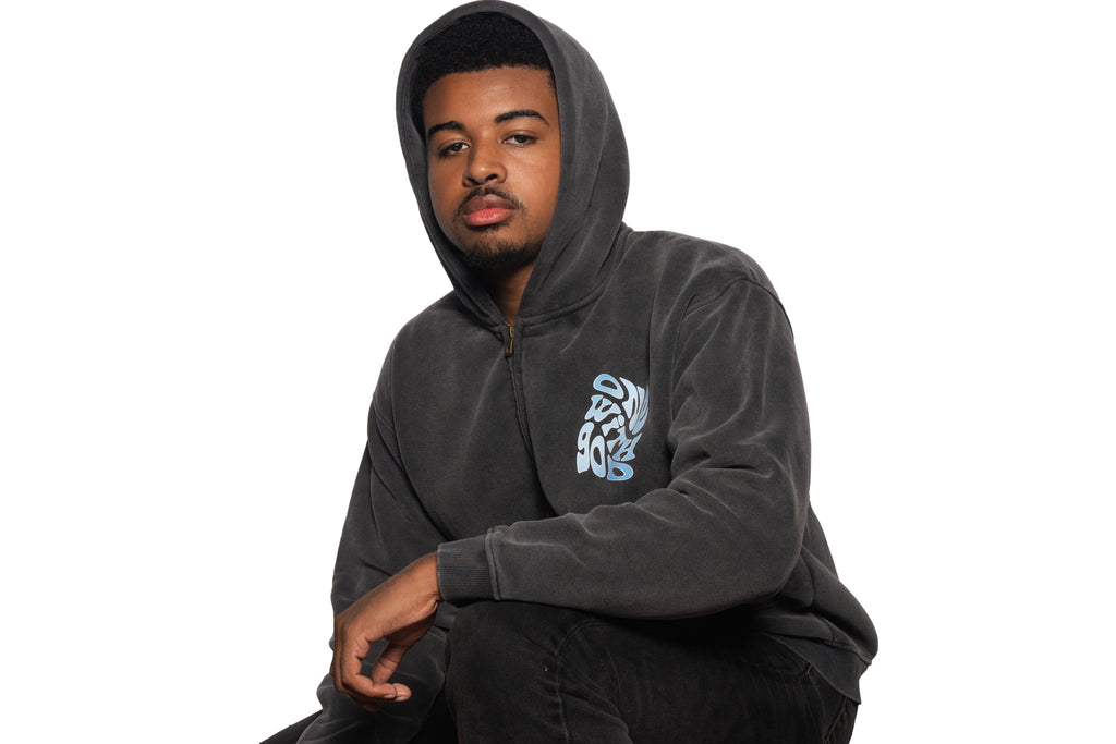OWG-Zip Through Boxy Fleece Hoodie
