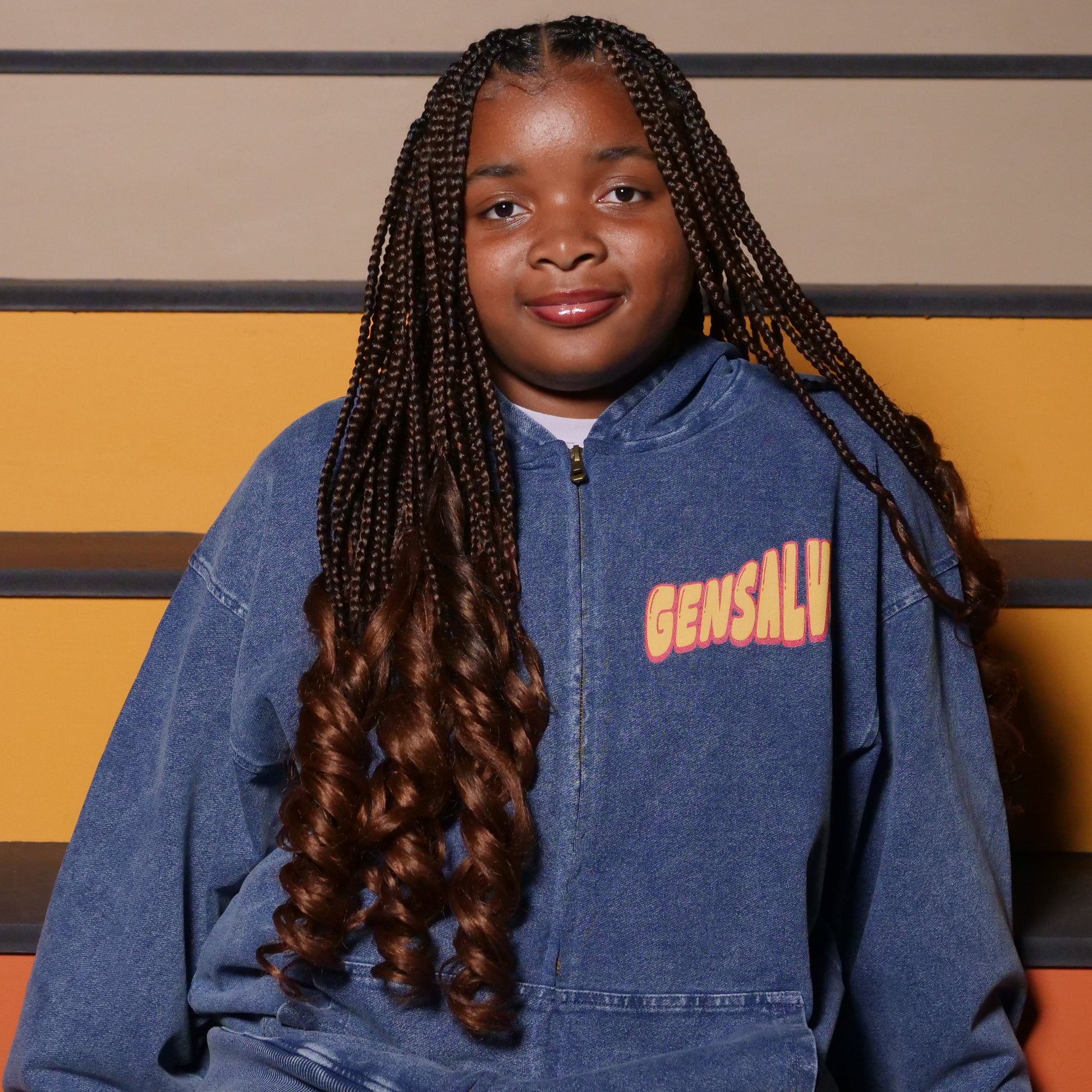 Gensalve House Snow Wash Oversized Zip-Up Hoodie