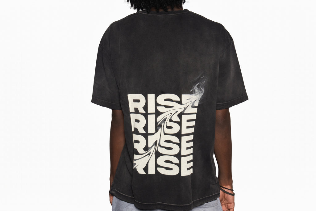 The Rise-SMOKE-Vintage Washed Hand-Frayed T-Shirt