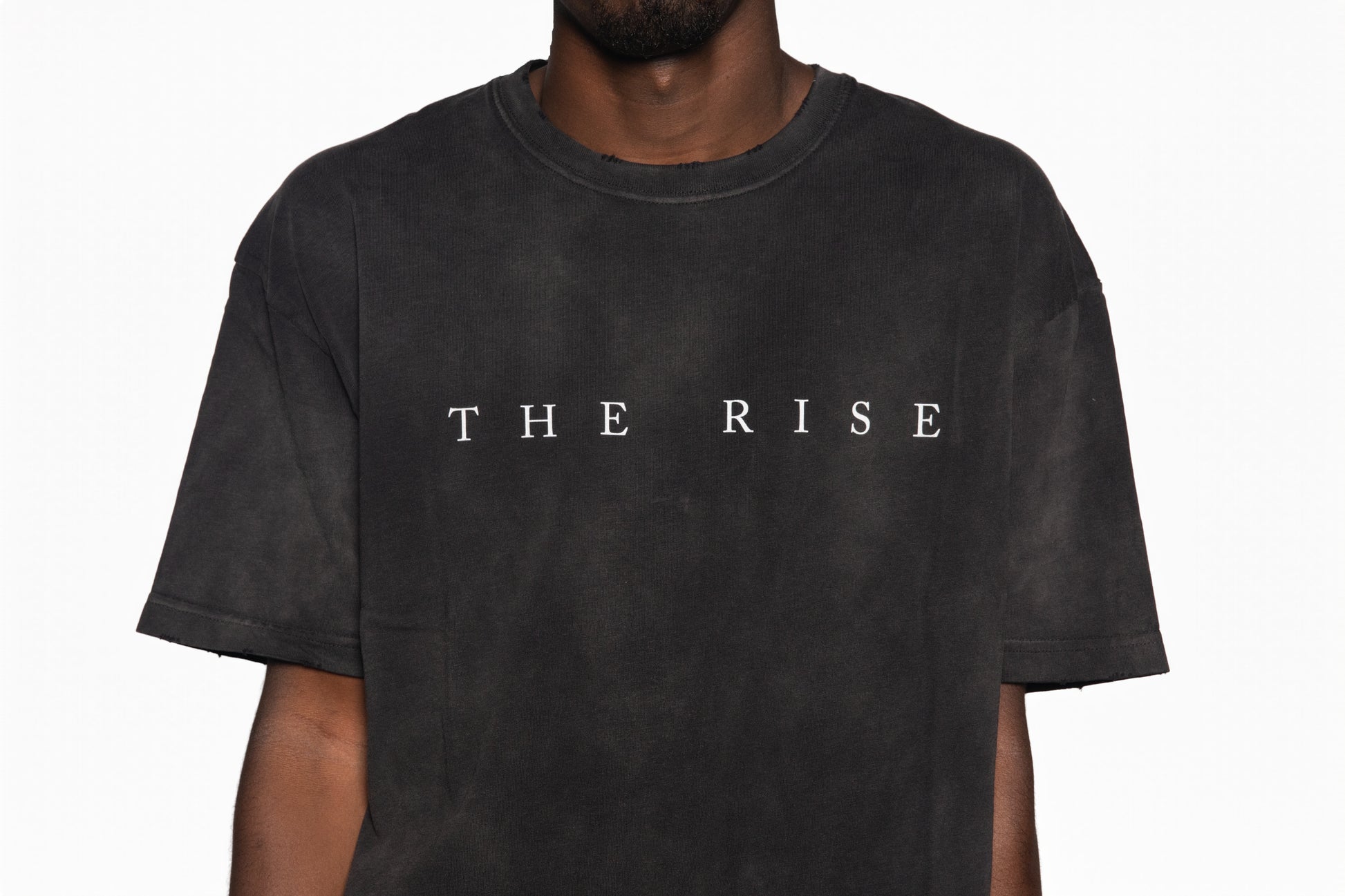 The Rise-SMOKE-Vintage Washed Hand-Frayed T-Shirt