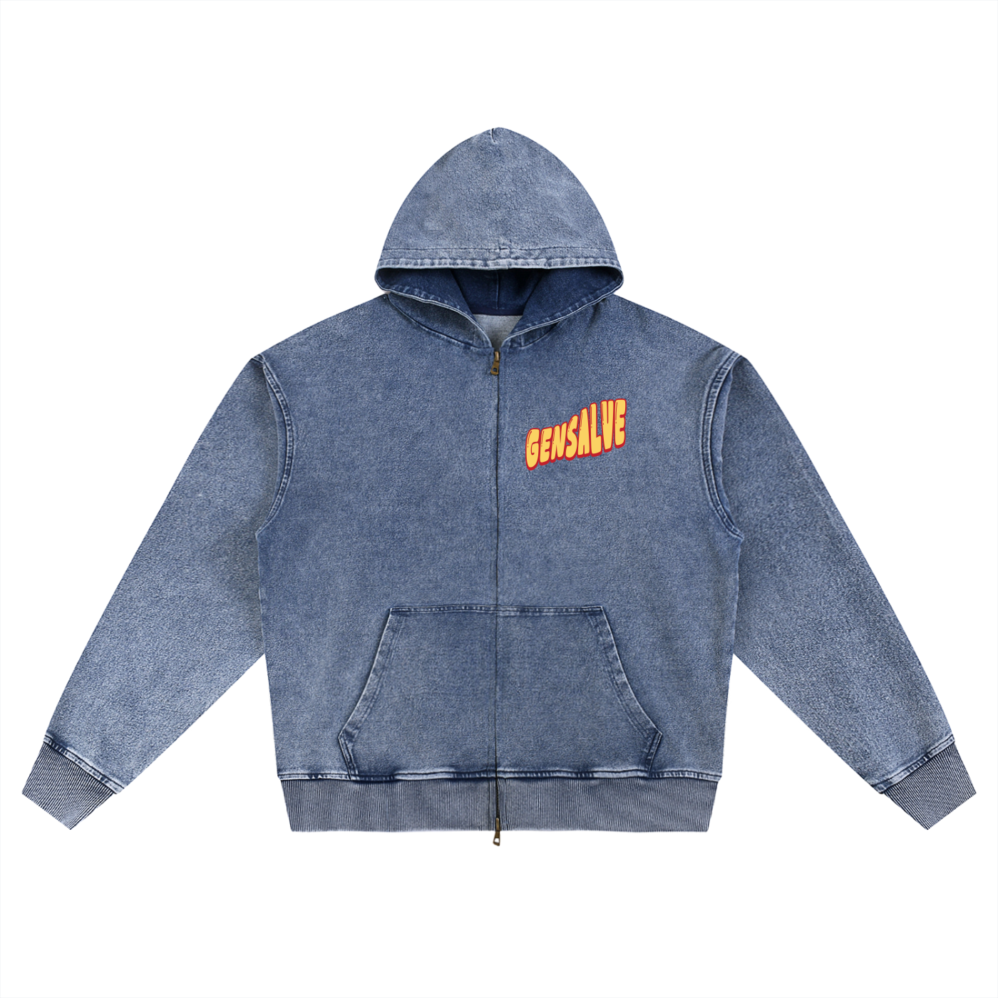 Gensalve House Snow Wash Oversized Zip-Up Hoodie
