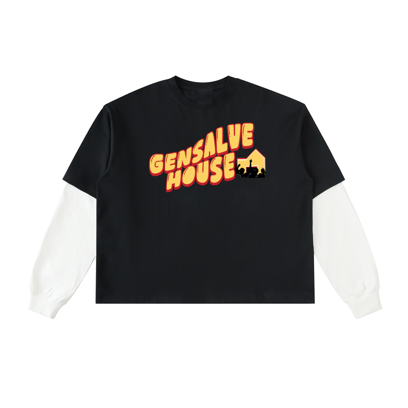 Layered Contrast Sleeve Cotton T-Shirt